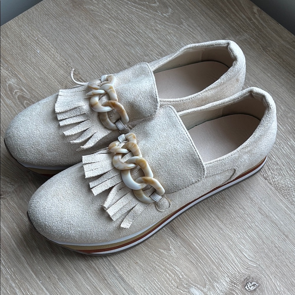 Coconuts Cream Loafers with Chain Detail